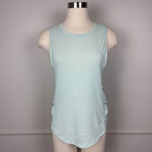 Lululemon Var-City Muscle Tank Size S Heathered Sea Mist Criss Cross Running Gym